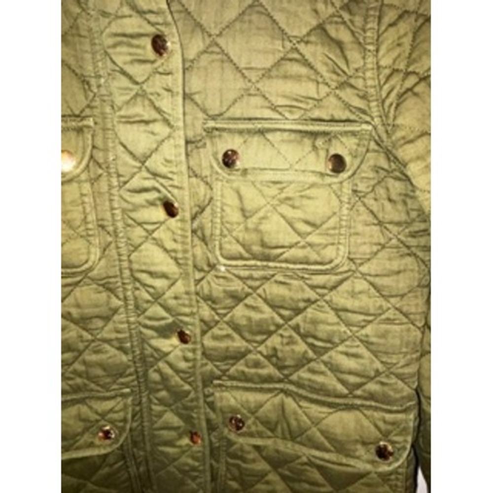J.Crew Quilted  Field Jacket Women Size S Olive Green Moss Utility Barn Coat - Picture 11 of 13